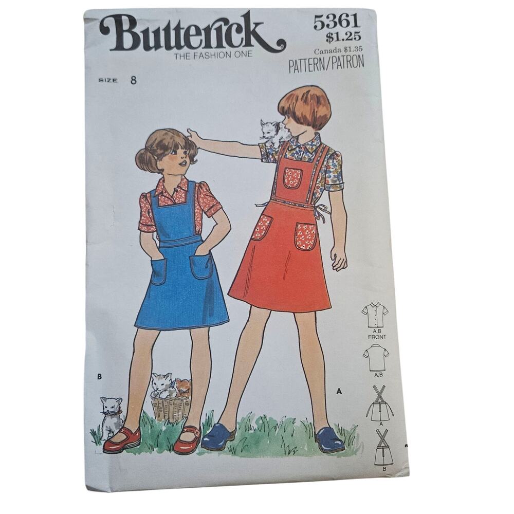 Vintage Butterick 5361 Girl's Jumper & Blouse Pattern SZ 8 FACTORY FOLDED UNCUT